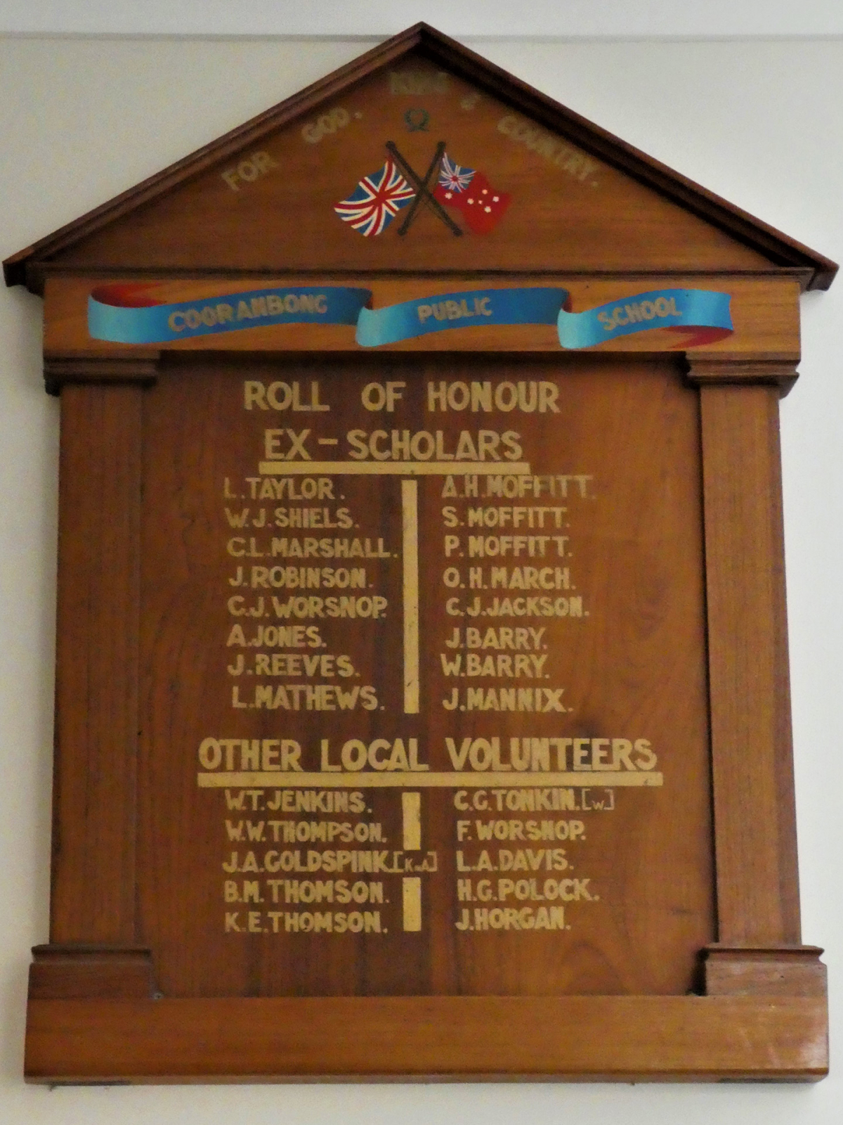 Photograph of Cooranbong Public School First World War Roll of Honour  war memorial