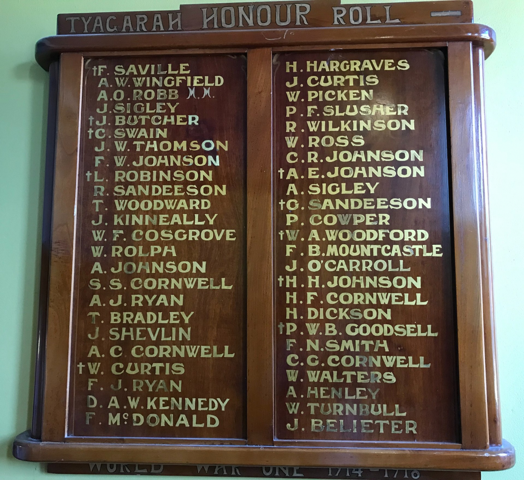 Photograph of Tyagarah First World War Honour Roll  war memorial