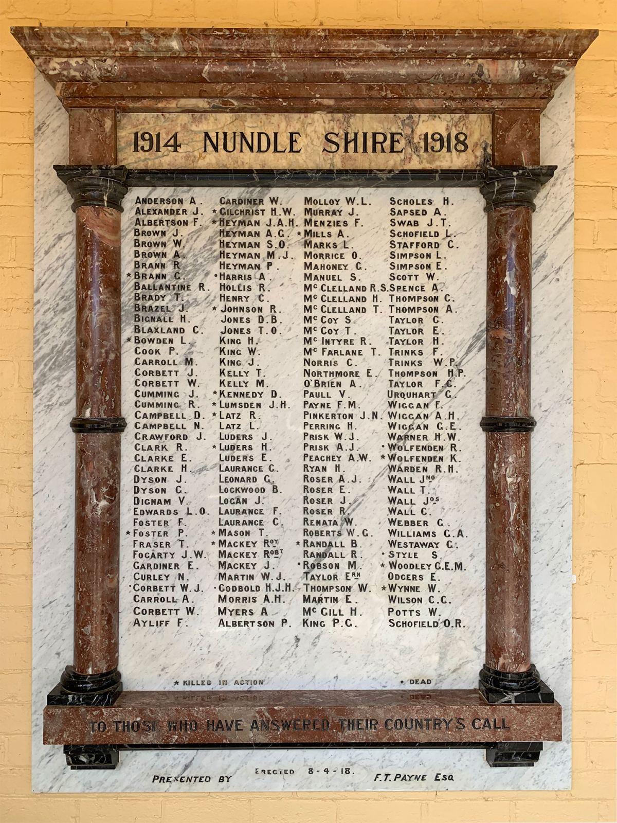Photograph of Nundle Shire First World War Honor Roll  war memorial