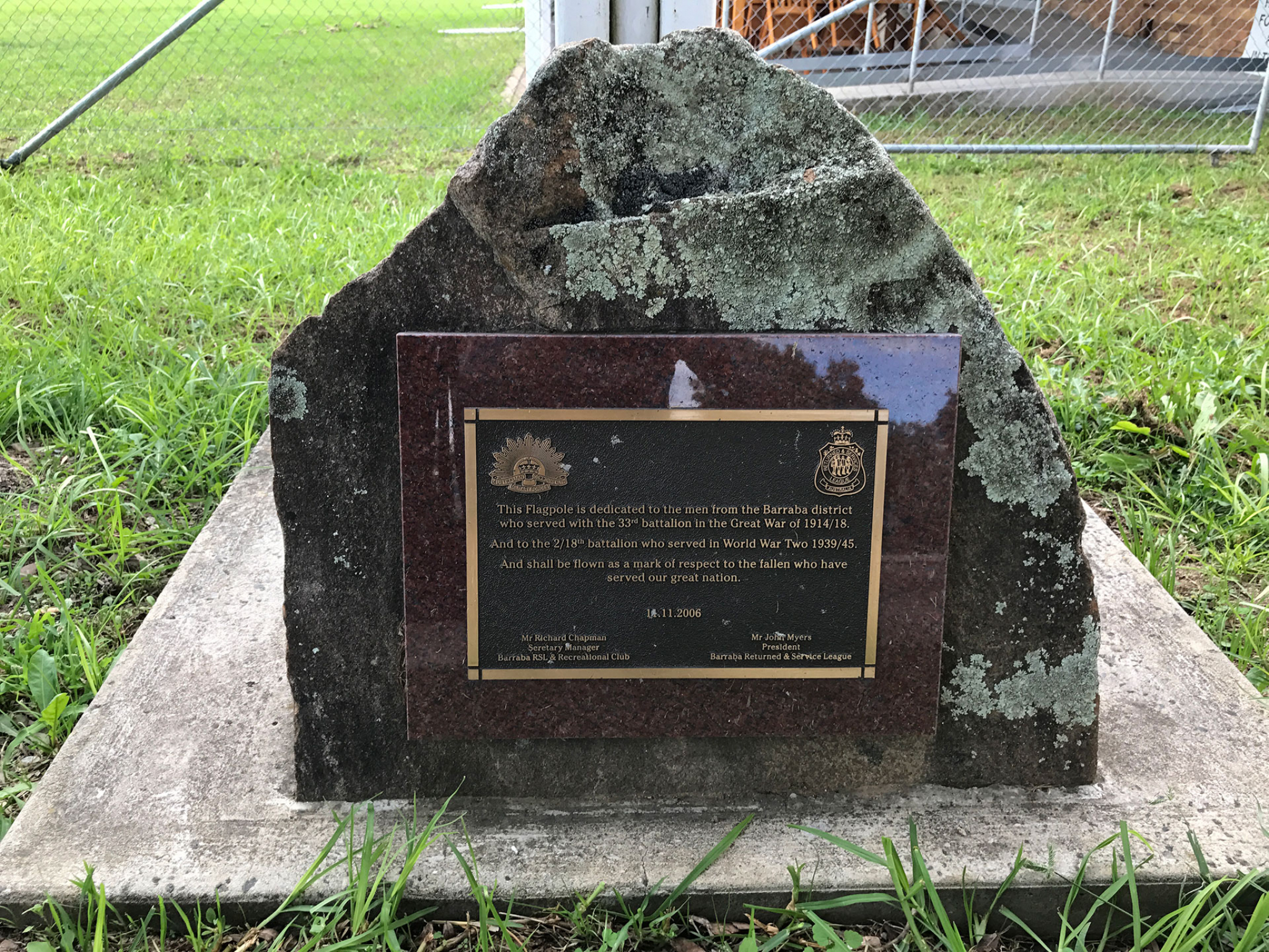 Photograph of Barraba First and Second World Wars Memorial Flagpole  war memorial