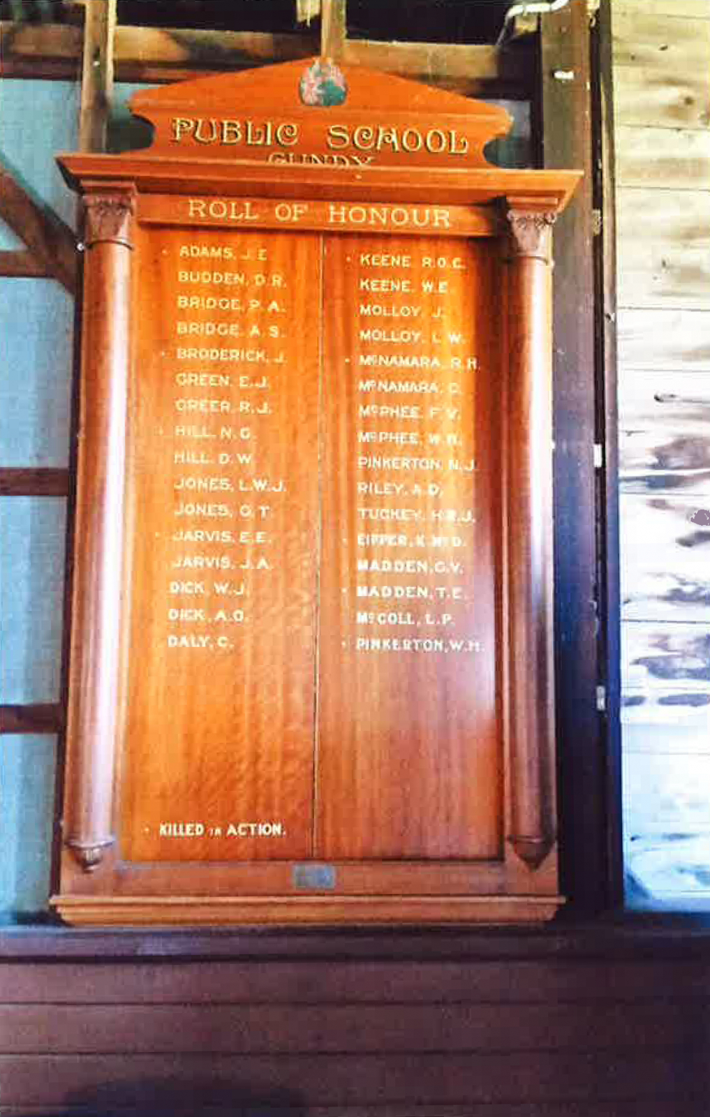 Gundy Soldiers Memorial Hall and Honour Rolls NSW War Memorials Register