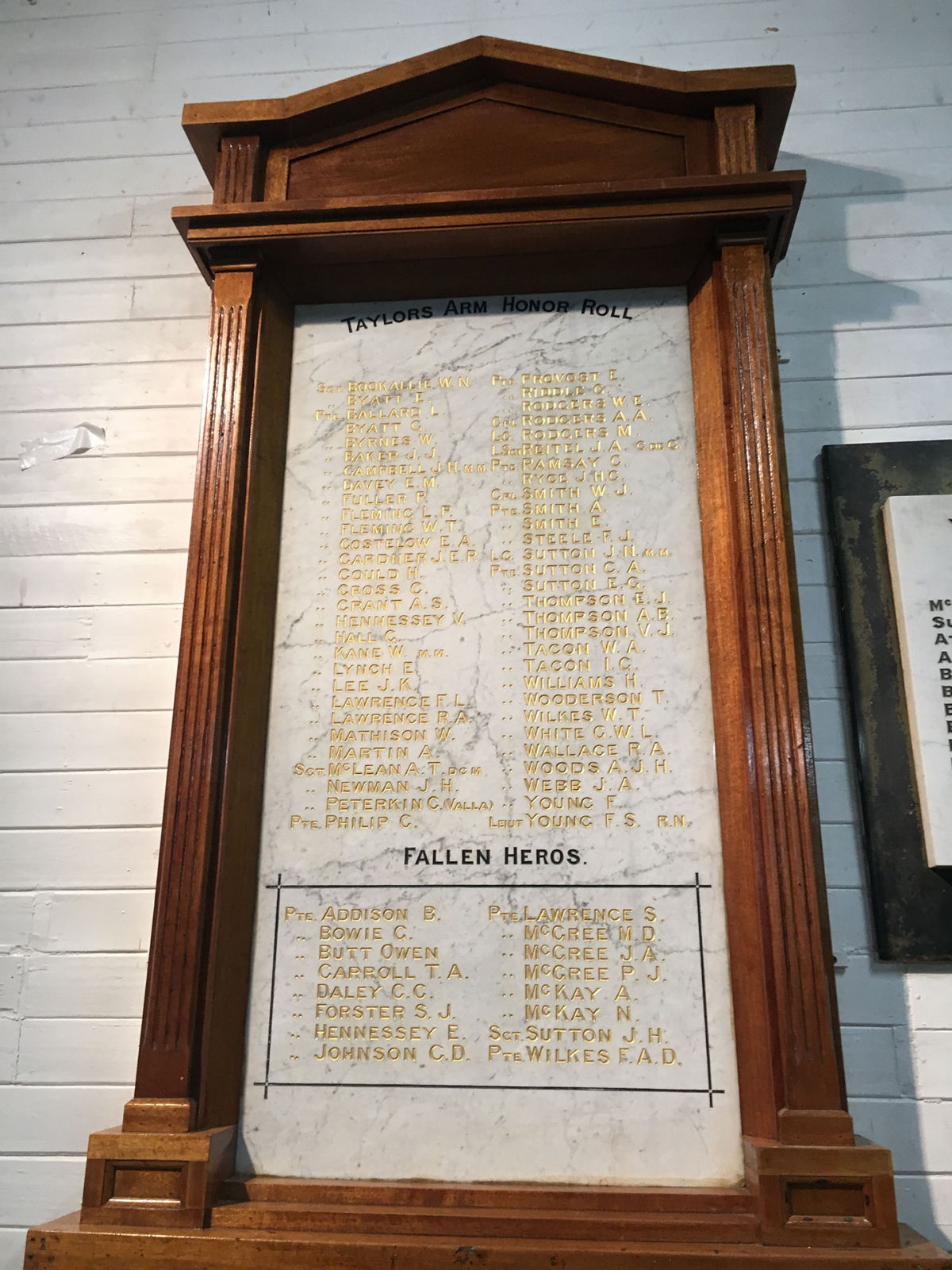 Photograph of Taylors Arm First World War Honor Roll  war memorial
