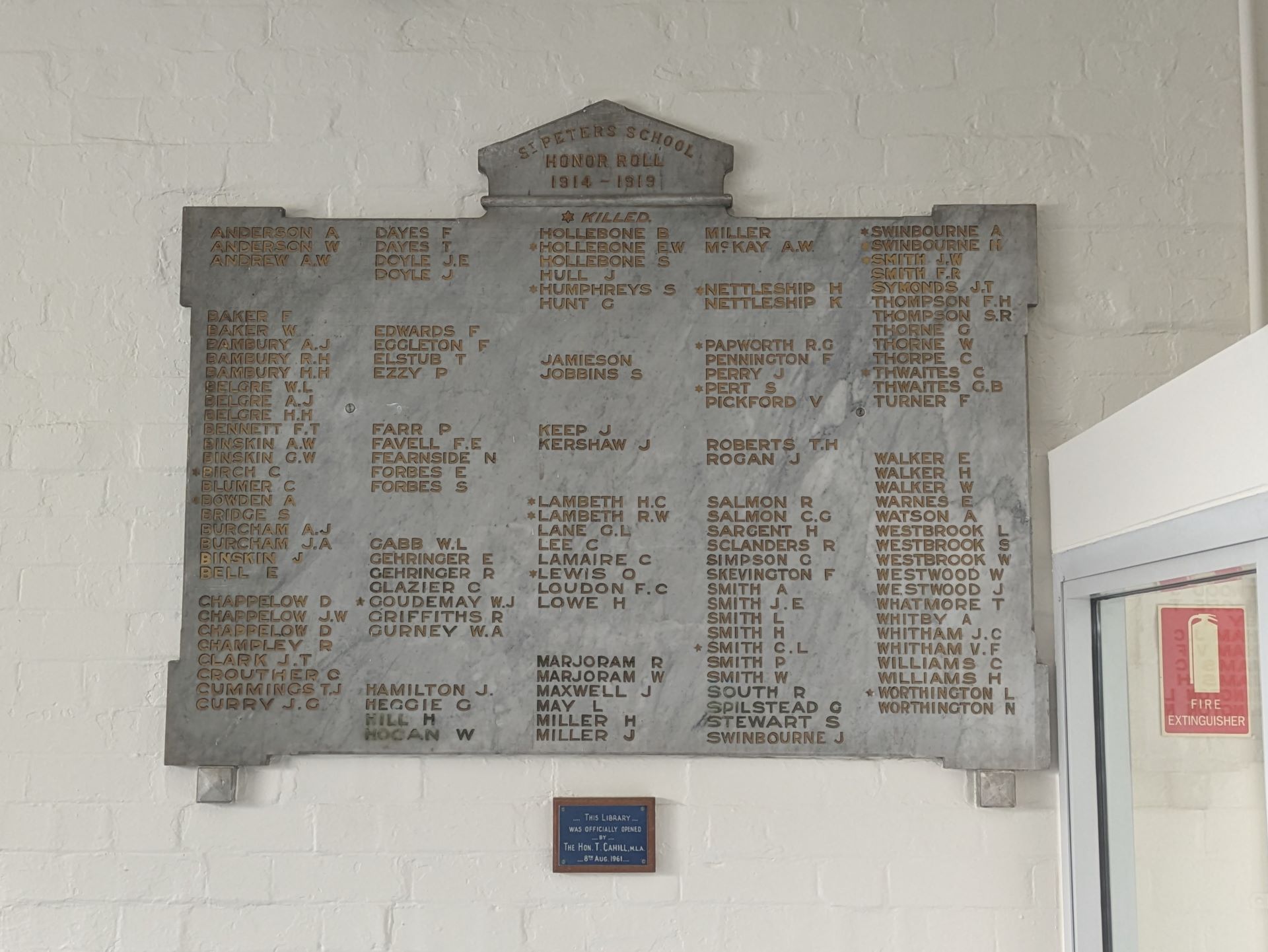 Saint Peter's School First World War Honour Roll