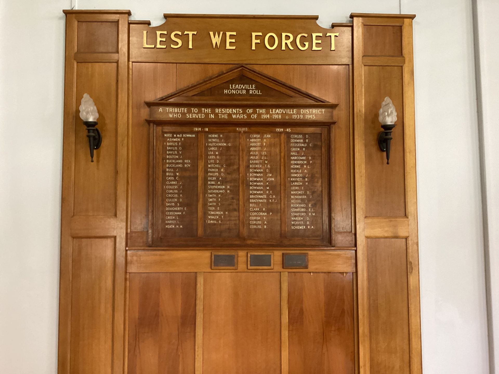 Leadville District First and Second World War Honour Roll.