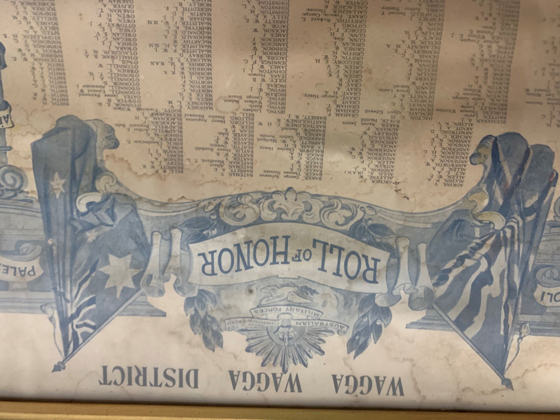 Detail of Wagga Wagga District First World War Roll of Honor.