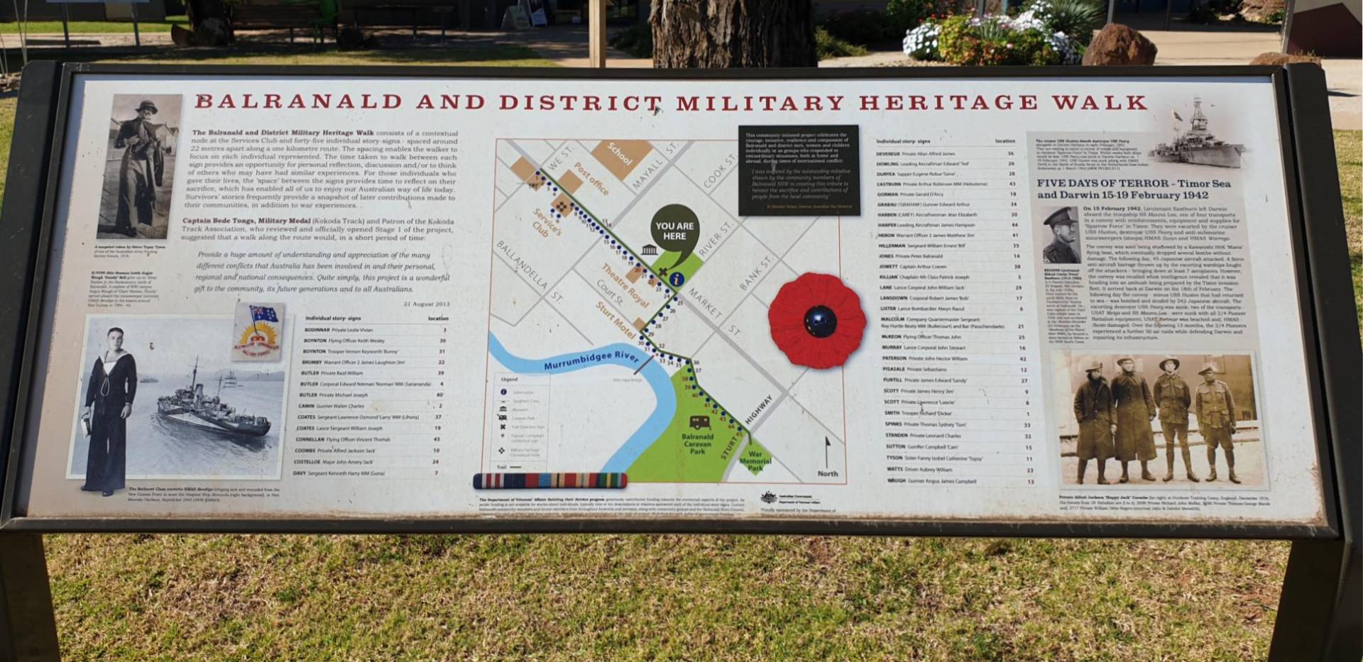 Balranald Military Heritage Walk, interpretative panel