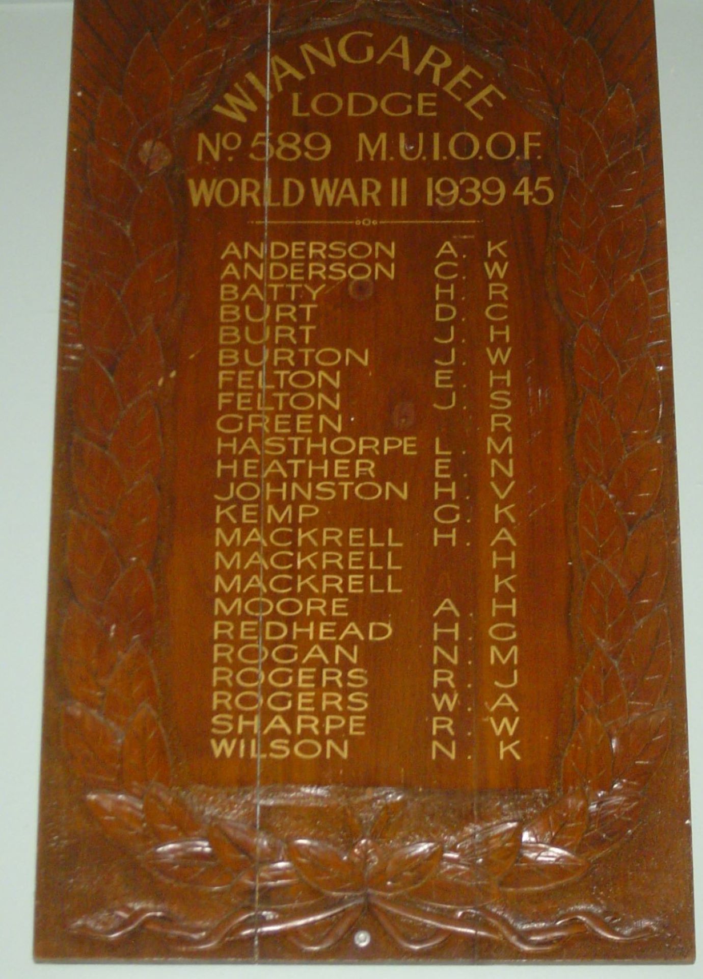 Wiangaree M.U.I.O.O.F. Second World War Honour Roll