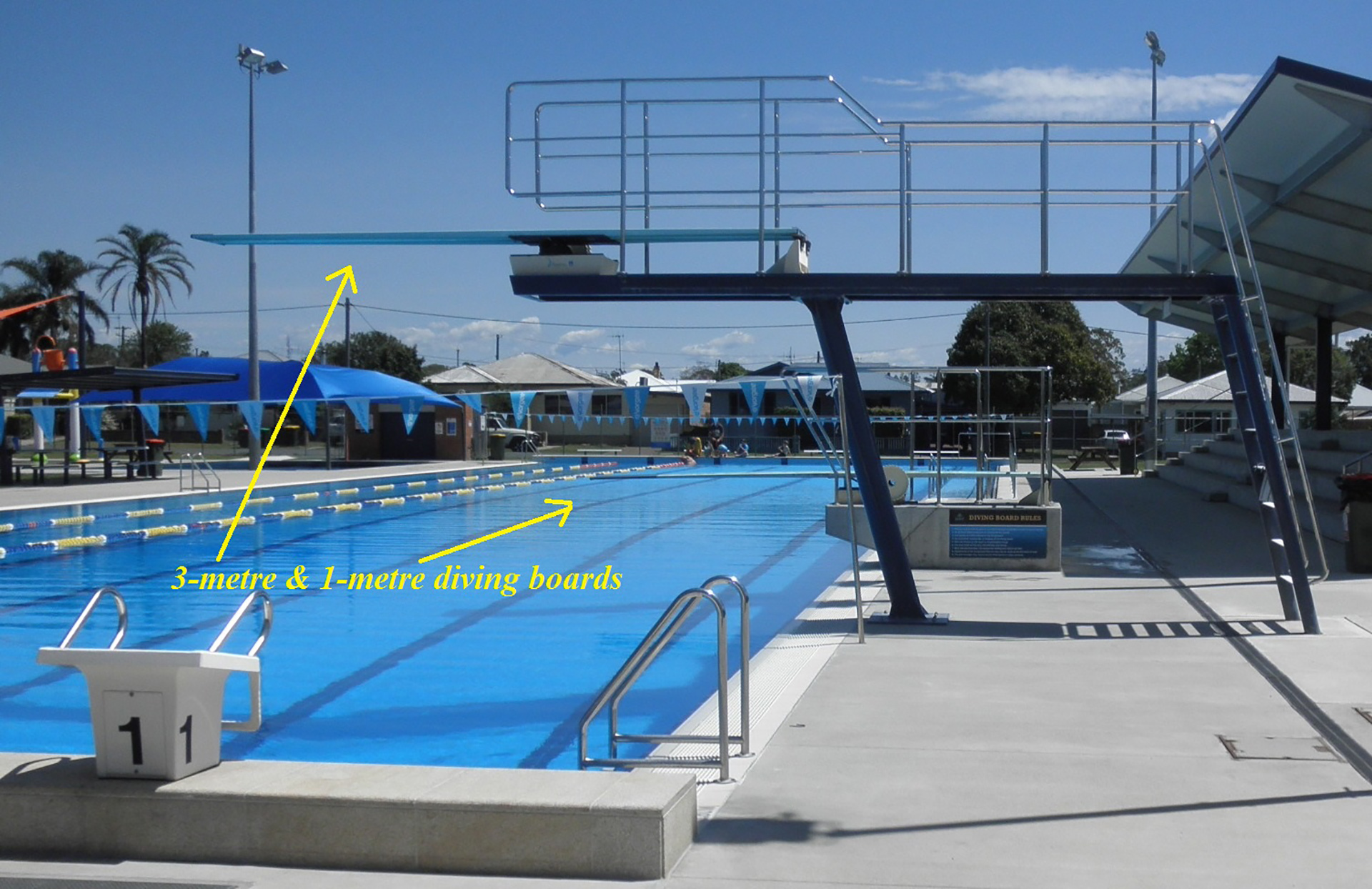 Wauchope Memorial Olympic Pool, with diving boards in foreground