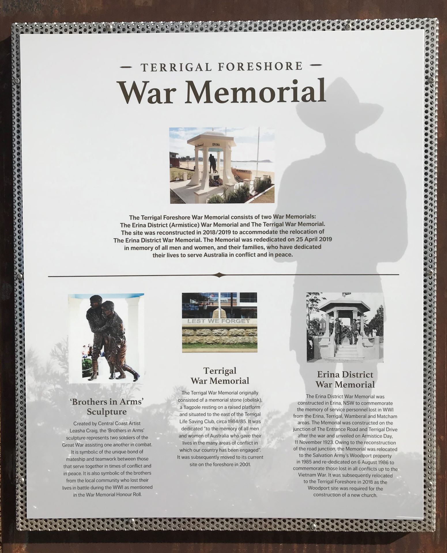 Terrigal Foreshore War Memorial, information board