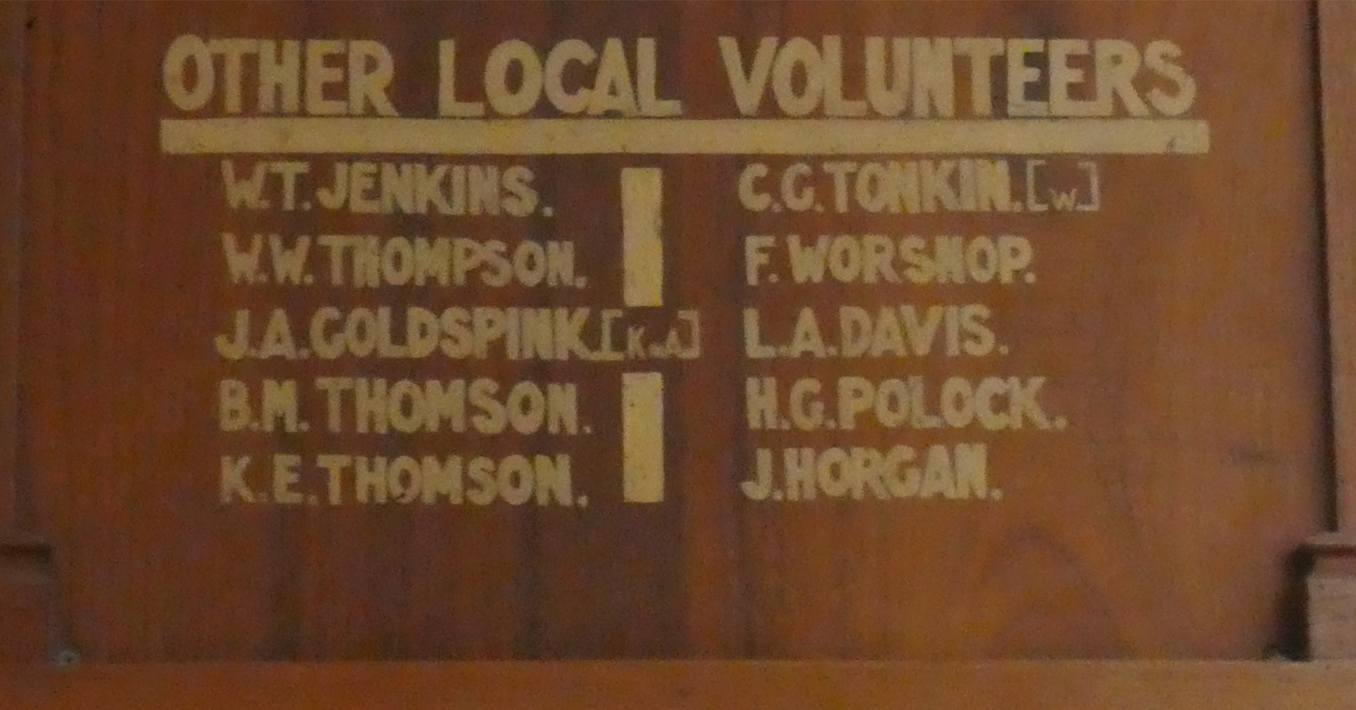 Cooranbong Public School First World War Roll of Honour, close up of other volunteers names