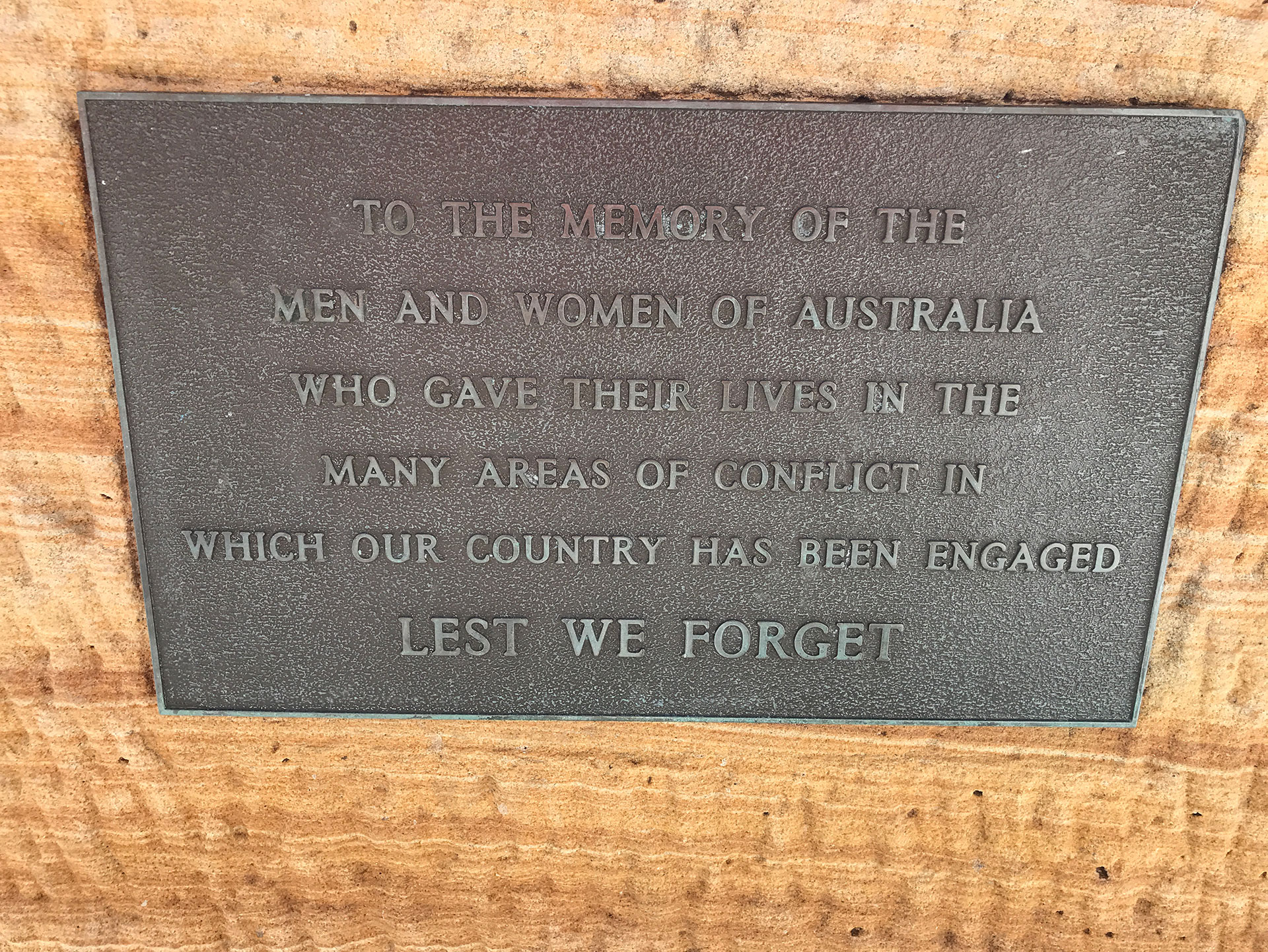 Terrigal Foreshore War Memorial, plaque on wall facing inside