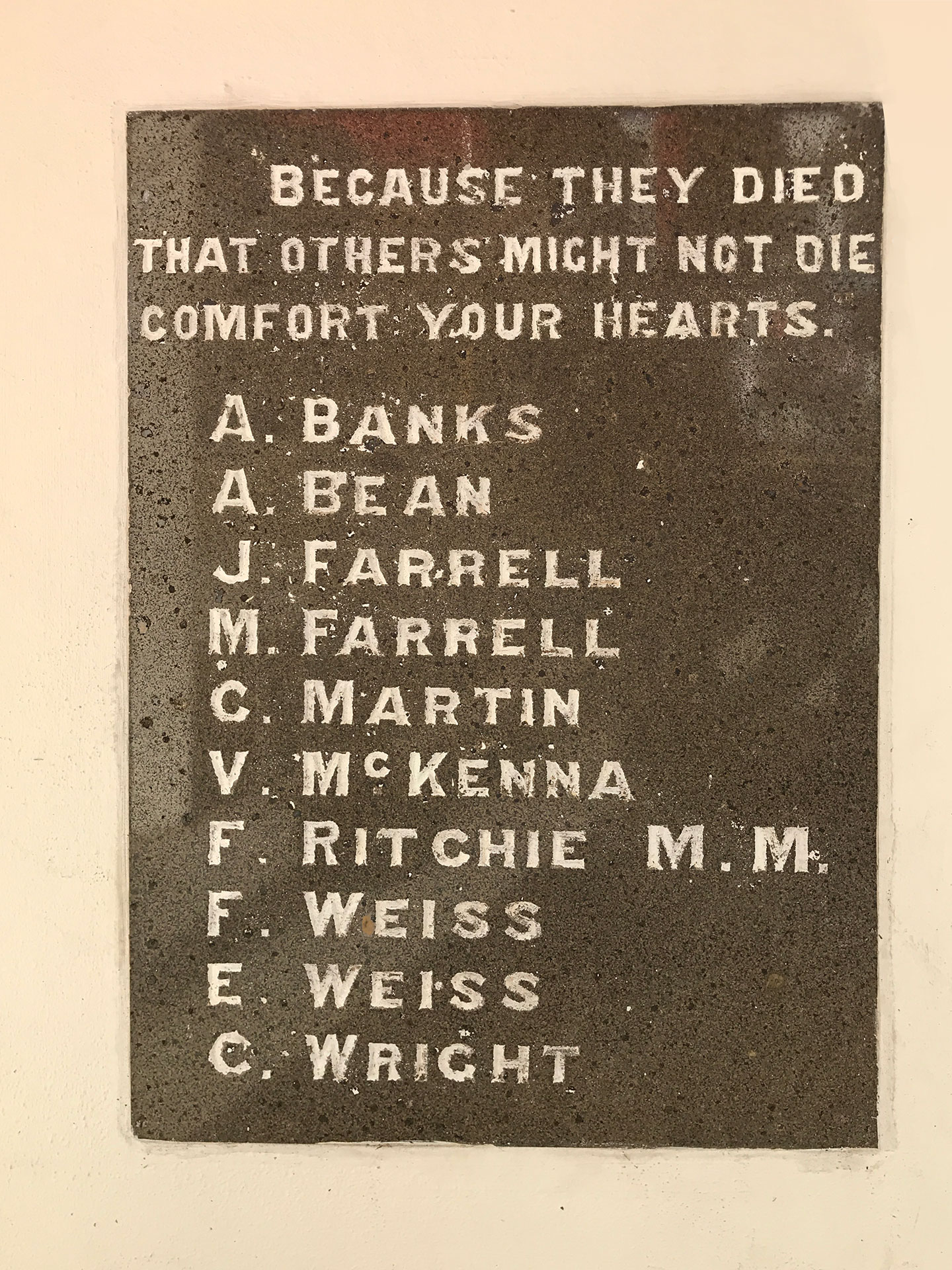 Terrigal Foreshore War Memorial, plaque under sculpture