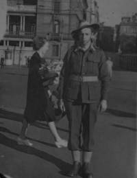 Black and white photo of Colin in his uniform.