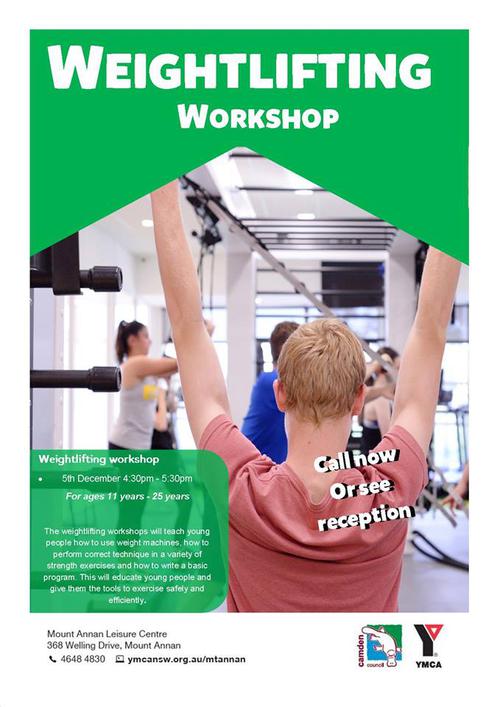 Weight lifting workshop for ages 11 – 25!