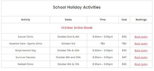 Action Break Timetable Out!