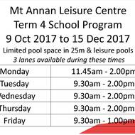 Mt Annan Leisure Centre Term 4 School Program