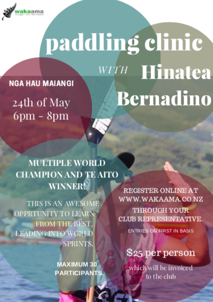 Hinatea Bernadino Paddling Clinic 24 May 2018 Registrations are closed