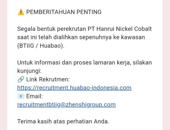 Hasil Audiensi Laskar To Boengkoe: Rekrutmen PT Hanrui Kini Dialihkan Satu Pintu Melalui Portal Resmi Huabao