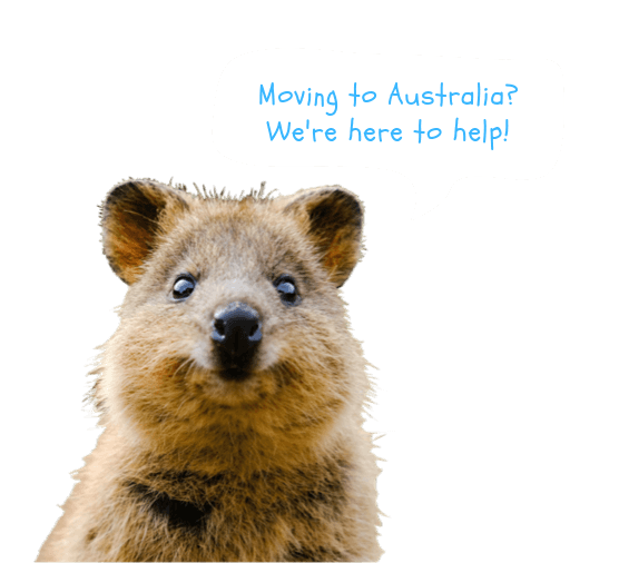 Speech bubble asking if you are moving to Australia
