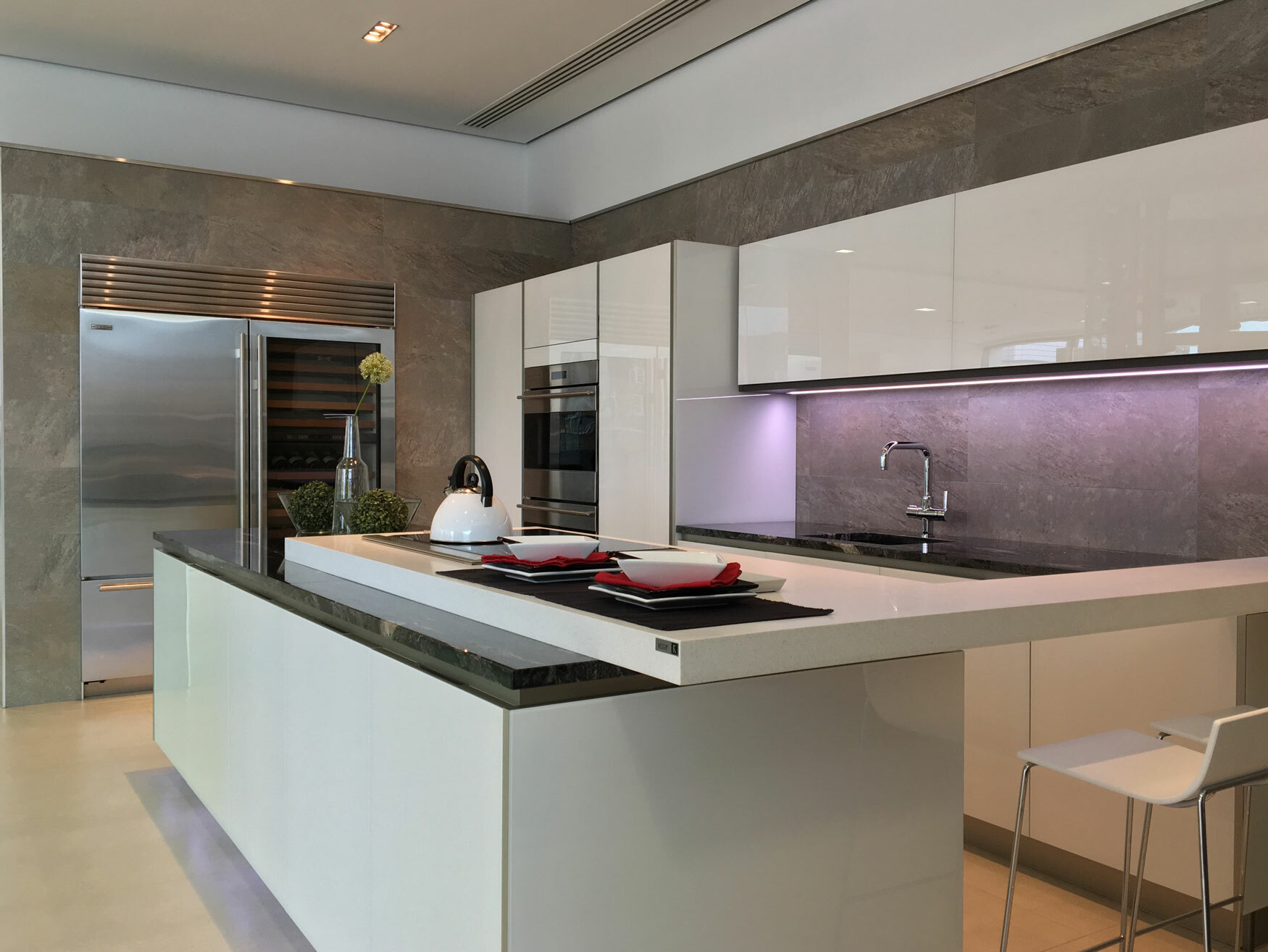 Modern Kitchen Featuring Sub Zero Refrigeration