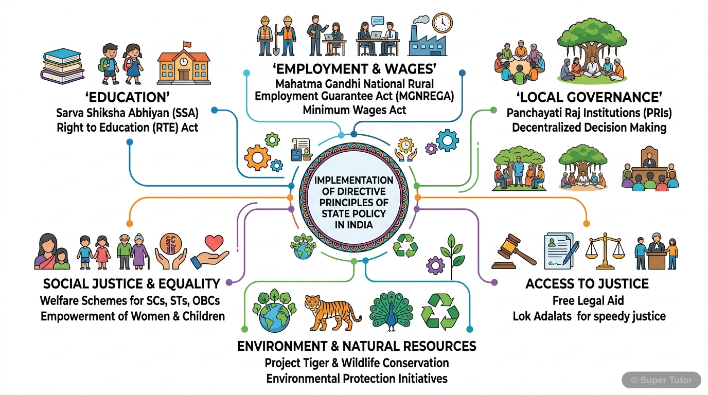 A diagram illustrating the three tiers of government in India: Union, State, and Local (Rural and Urban).