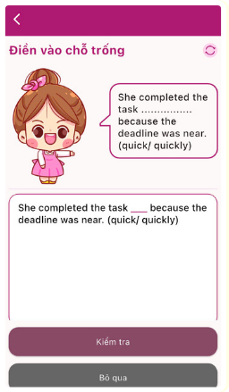 Bài tập điền vào chỗ trống