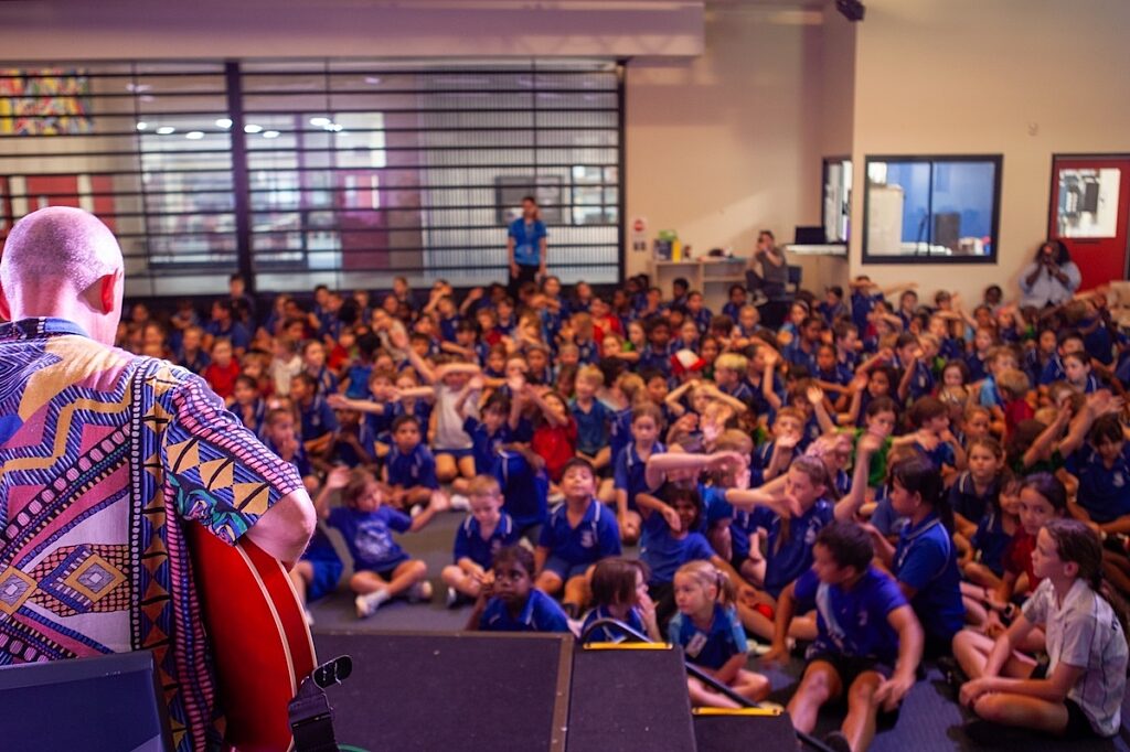 Carl Dewhurst has the students dancing along Image by Max Mackenzie