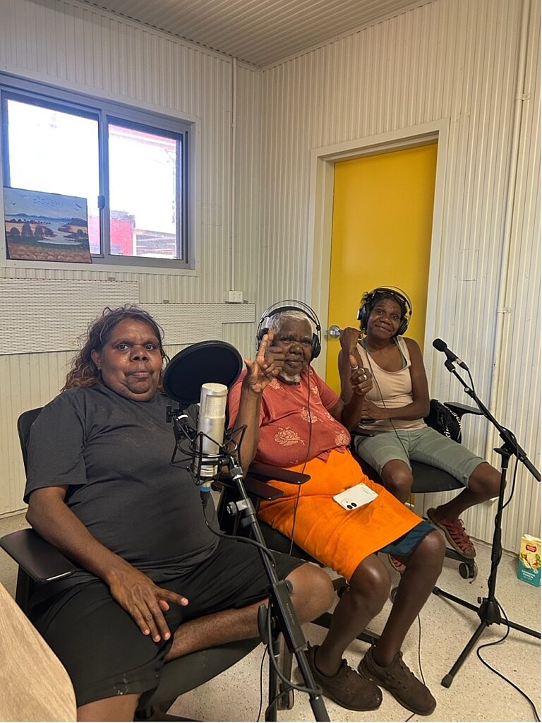 Recording new songs in Martu Wangka at Rawa Community School