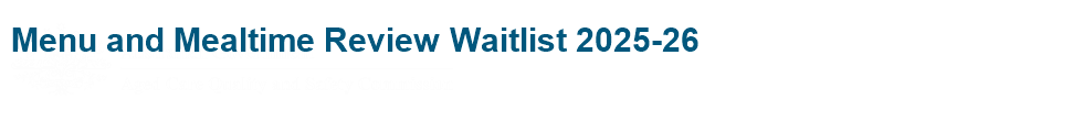 Menu and Mealtime Review Waitlist 2025-26