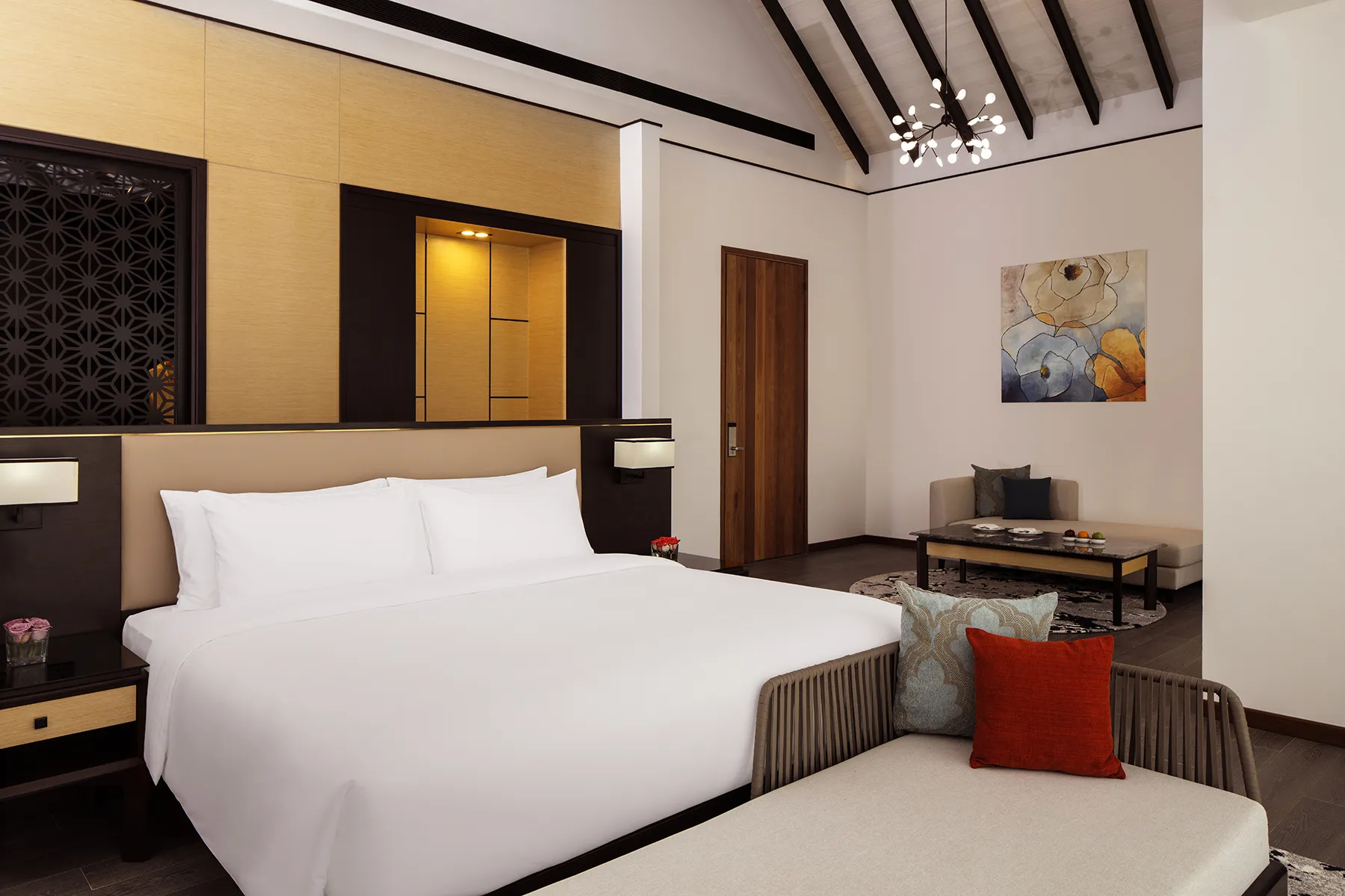 Master Bedroom of Three Bedroom Beach Villa with Pool and Lagoon View, Radisson Blu Island Resort, Maldives