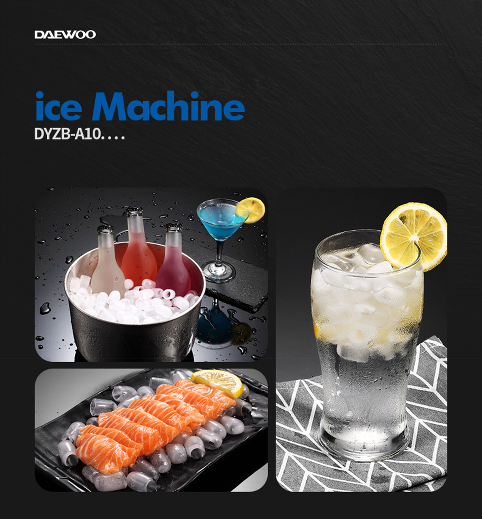DAEWOO DYZBA10 Household Portable Countertop Desk Ice Cube Maker Mach