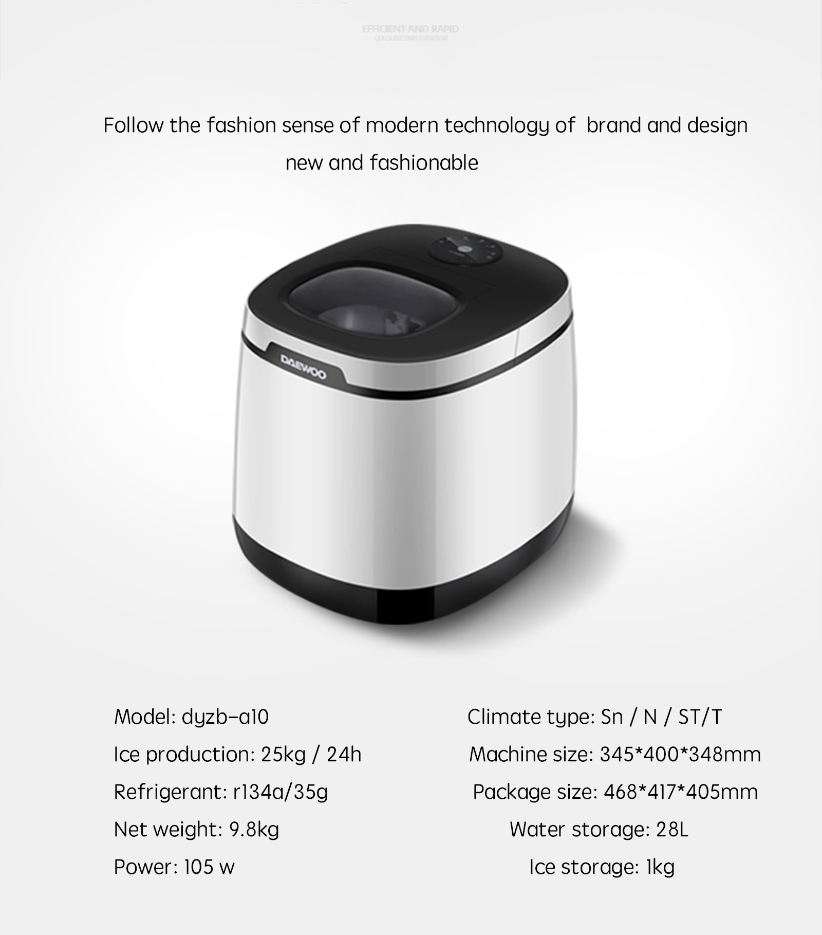 DAEWOO DYZBA10 Household Portable Countertop Desk Ice Cube Maker Mach