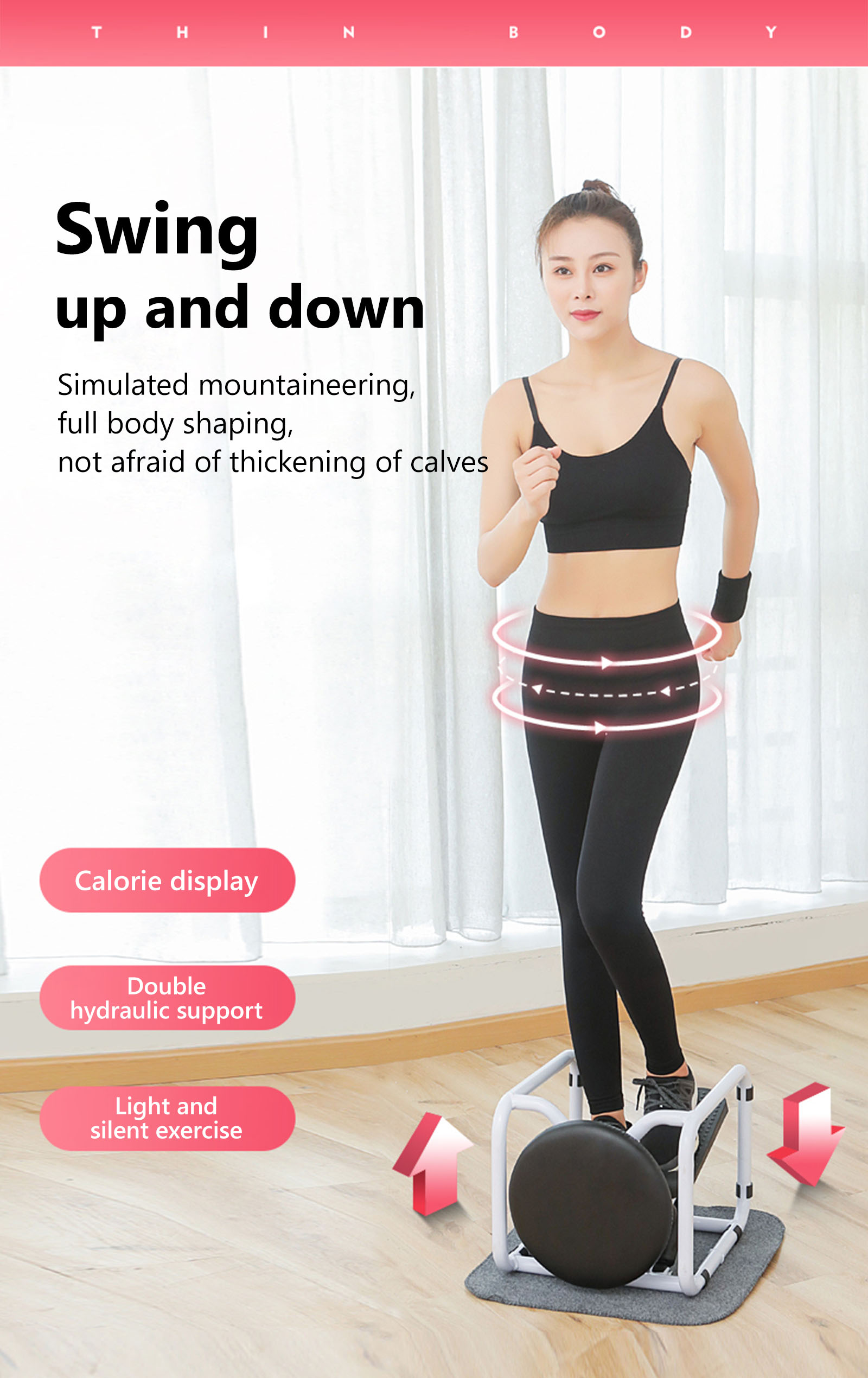 CPTBJ01 Stepper Step Fitness Walk Exercise Machine LCD Display Steps