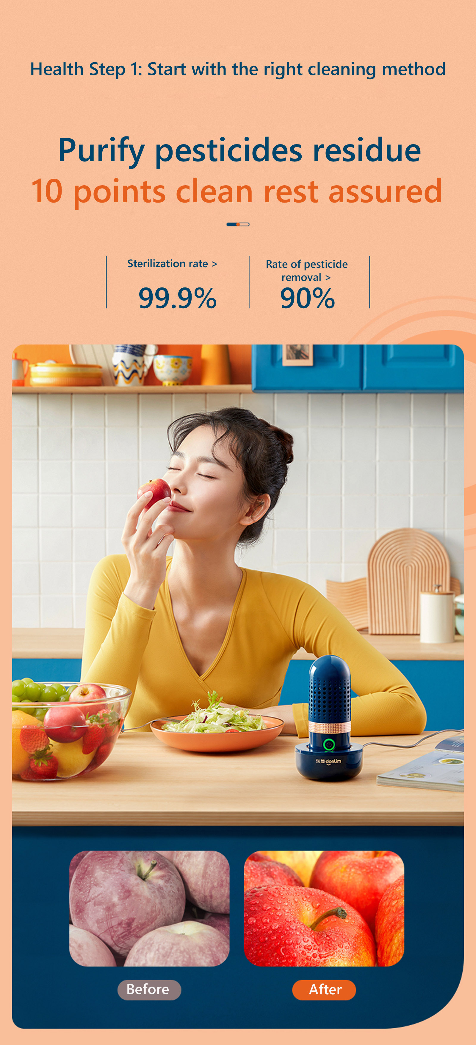 Capsule Fruit Vegetable Purifier Automatic Cleaning Disinfection Detox