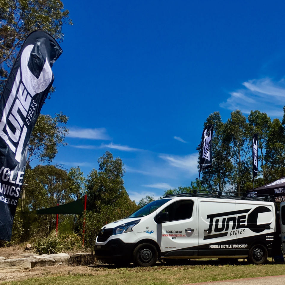 Tune Cycles mobile workshop van — fully equipped and ready for your suburb