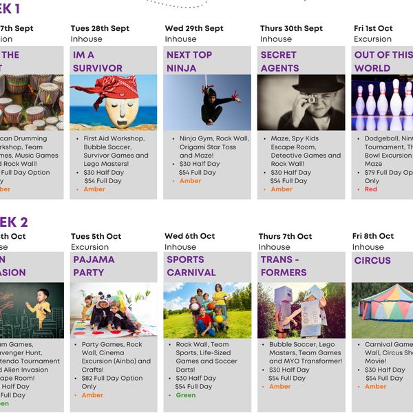 KRC Action Break Sept Oct Schedule