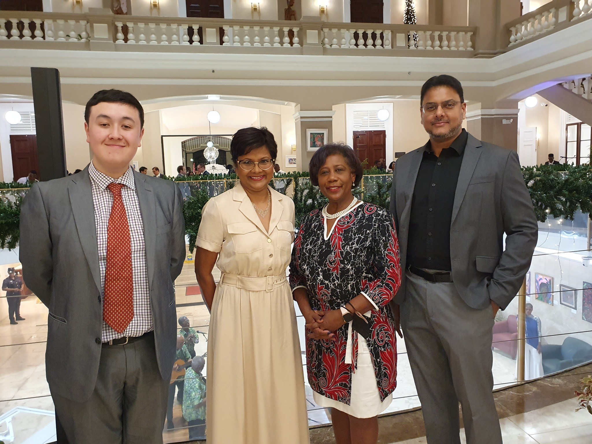 Felix Eldridge with Christine Kangaloo (formerly President of the Senate, currently President of Trinidad & Tobago), Bridgid Annisette-George (Speaker of the House of Representatives) and Dr. Muhammad Ibrahim (Vice President of the Senate).