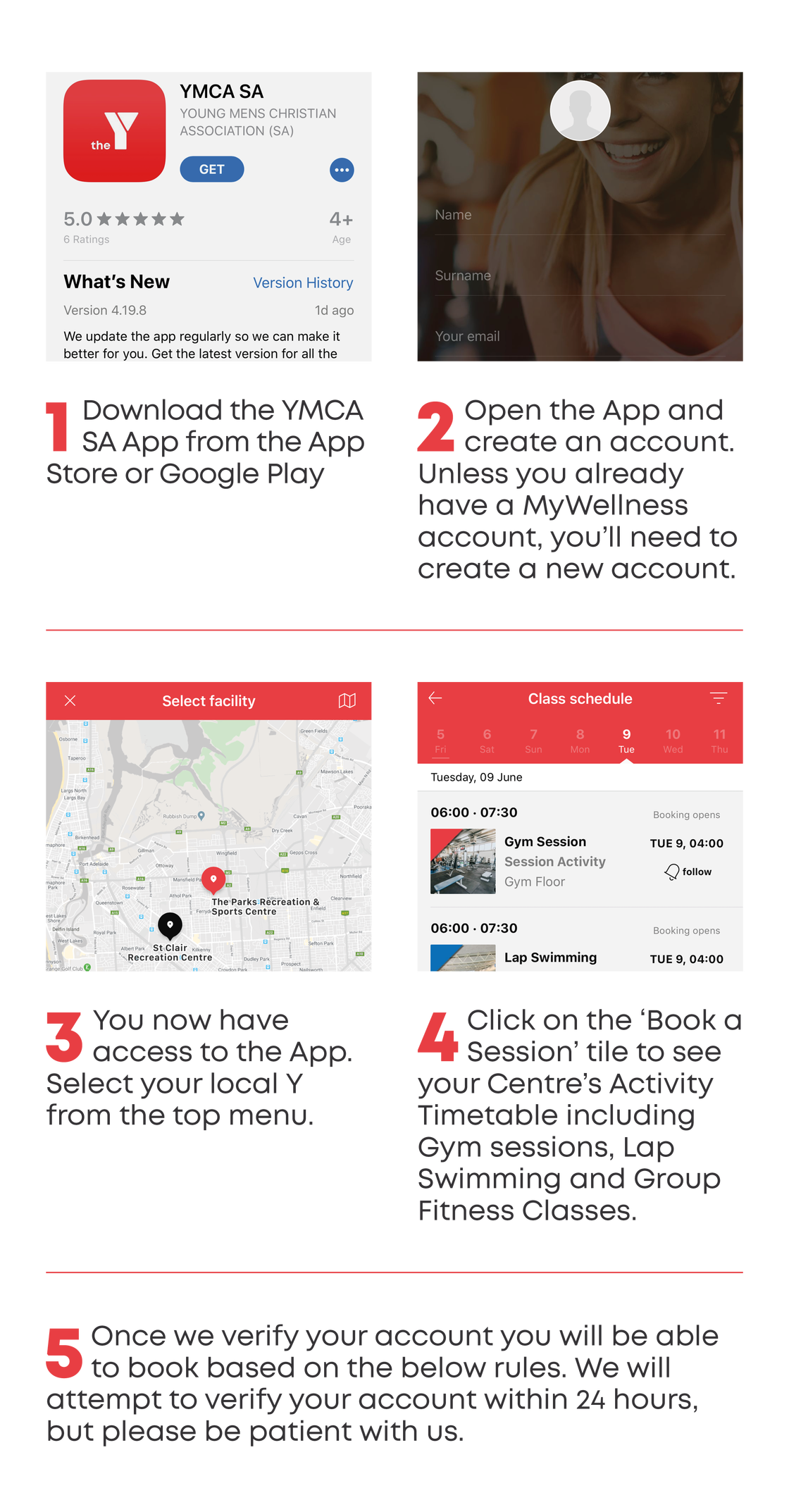 YMCA SA Reopening App mobile