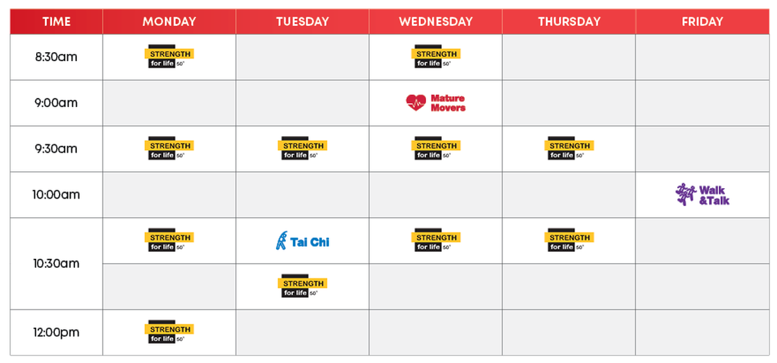 HBCC Group Fitness Timetable
