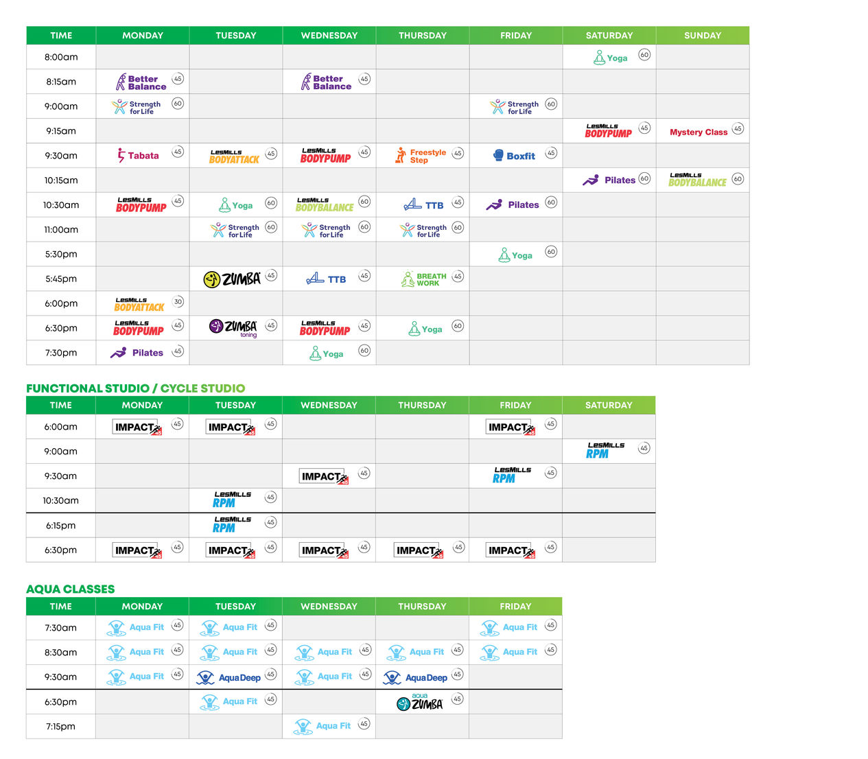 The Parks GF Timetable for 23 September 2022
