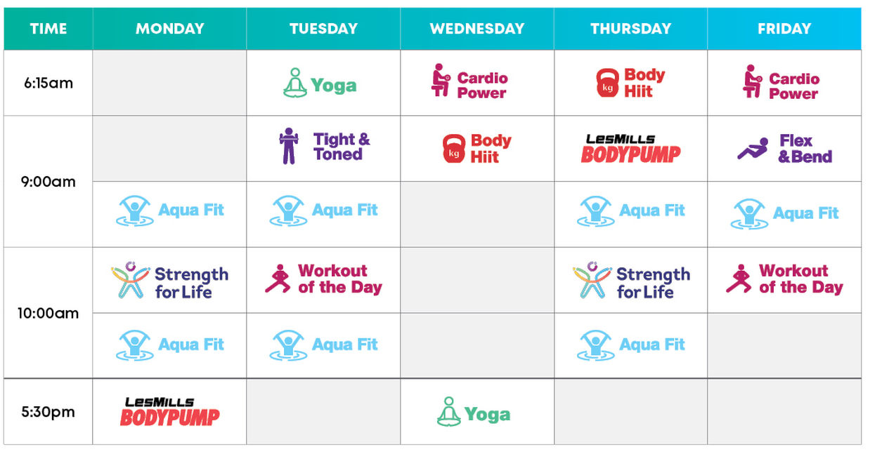 PLLC Group Fitness Timetable 27 September 2022 Online
