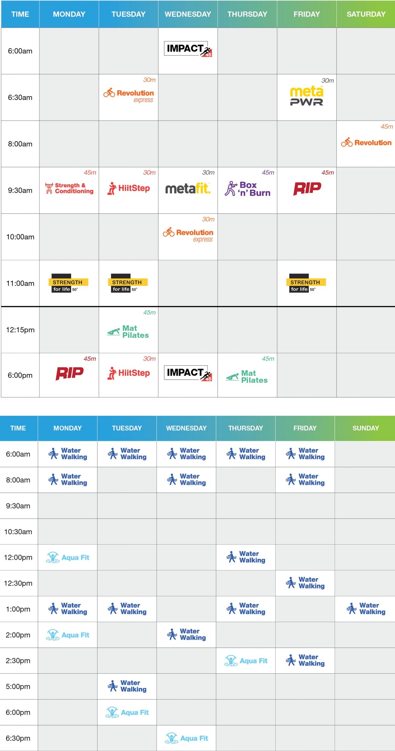 The Valleys Group Fitness Timetable January 14