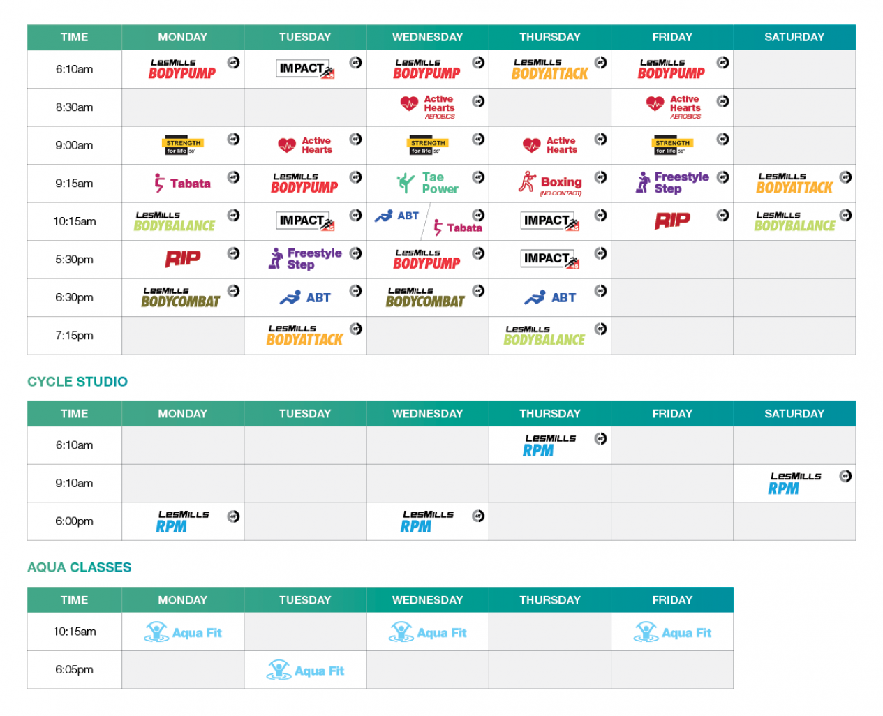 Whyalla Group Fitness Timetable July 2020