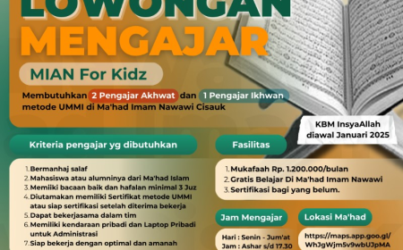 INFO LOKER : PENGAJAR DI MIAN @CISAUK - TANGERANG